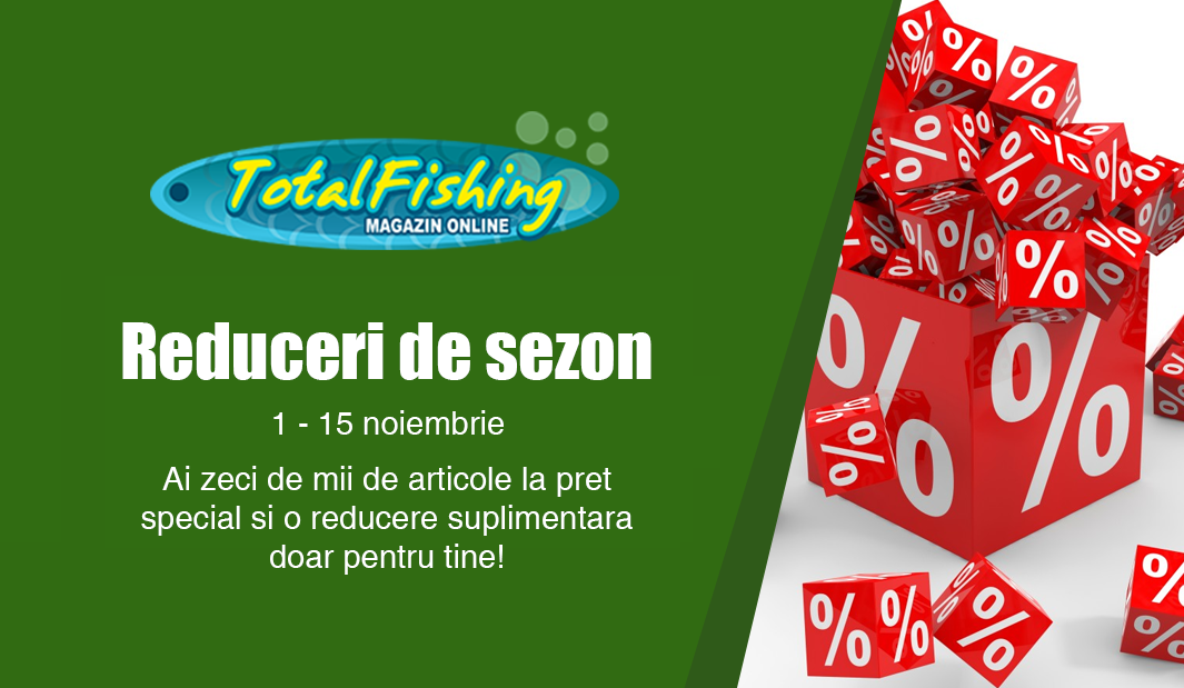 Reduceri de sezon la TotalFishing, zeci de mii de articole de pescuit la pret redus.